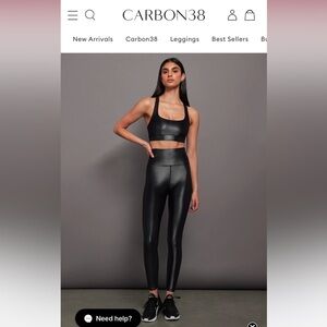 Carbon 38 crocodile embossed black shine leggings size XS